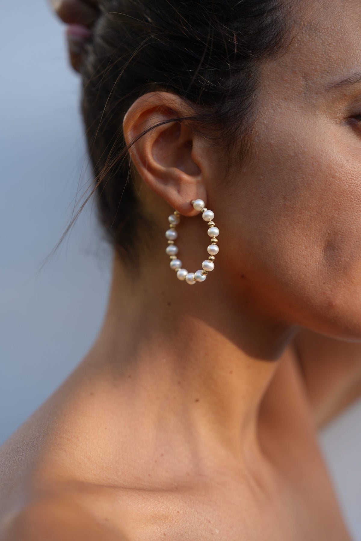 Boucles d'oreilles Créoles perles