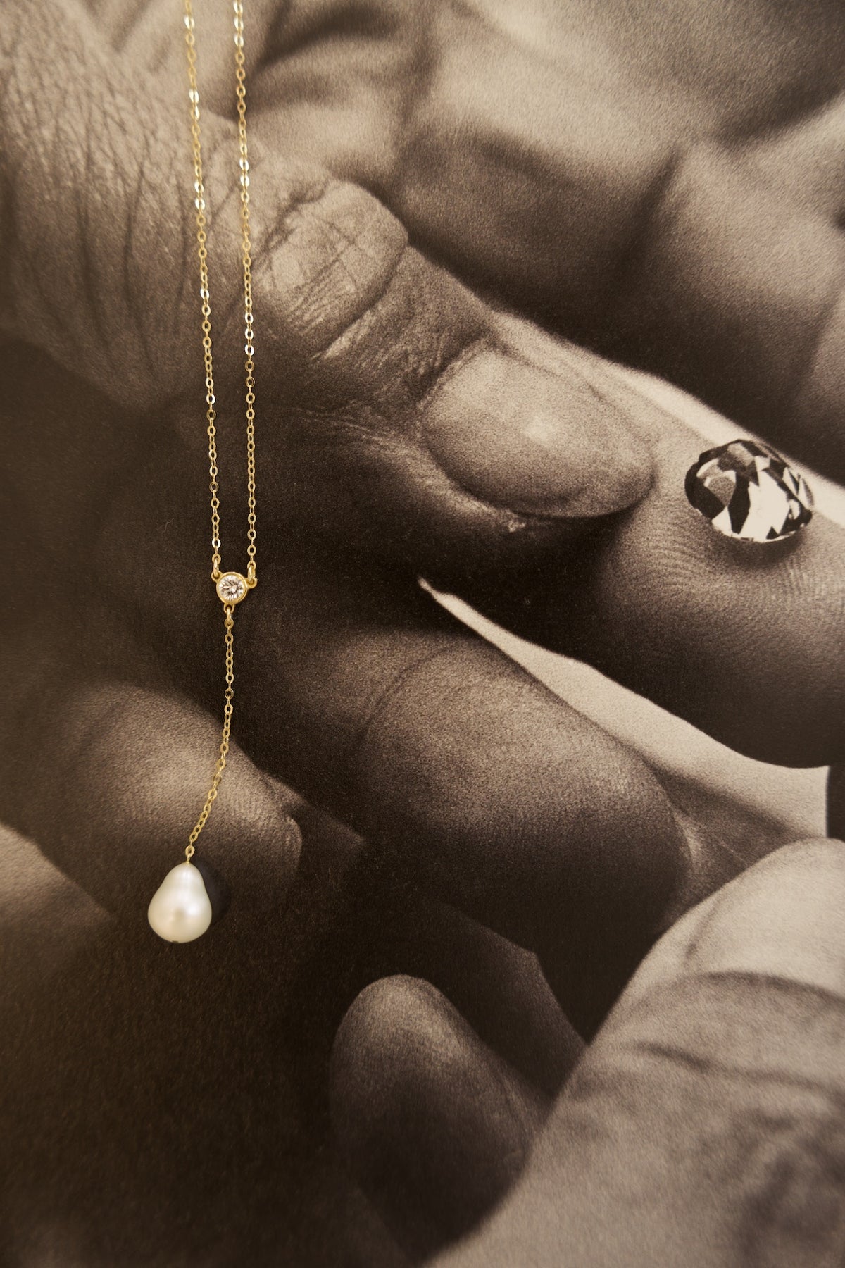 Collier goutte d'eau et perle d'eau douce